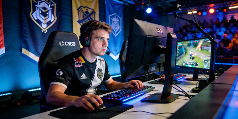 CS:GO Major锦标赛比赛现场选手专注操作画面